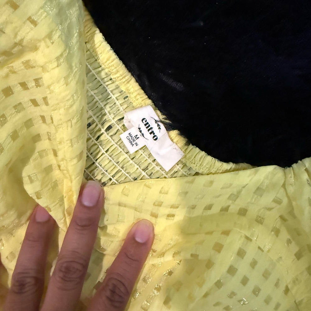 Entro Yellow Ruffled Tiered Sundress with Puff Sleeves - Picture 2 of 2